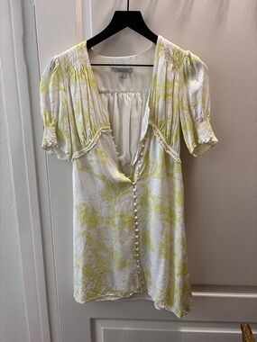 AllSaints White & Yellow Floral Button-Front Mini Dress